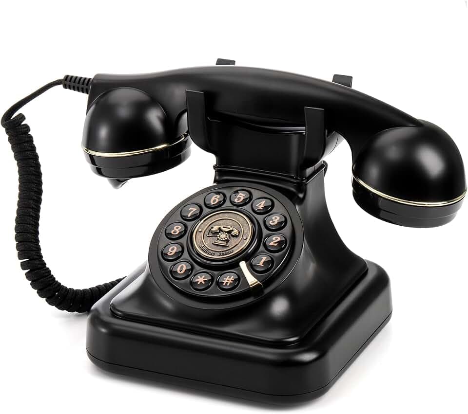 Peohud Retro Landline Telephone, Classic Corded Desk Phone, Vintage Old Fashioned Dial Button Phone with Redial Function for Home Office