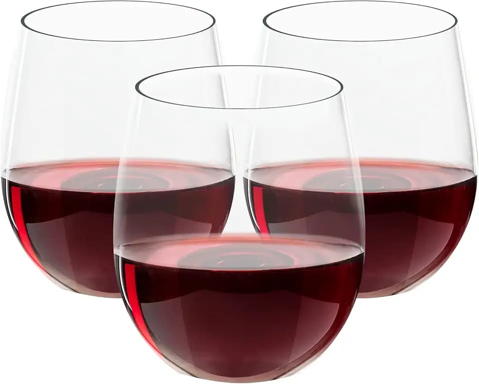FOCUSLINE 32 Pack Plastic Wine Glasses Stemless, 12 Oz Clear Wine Cups