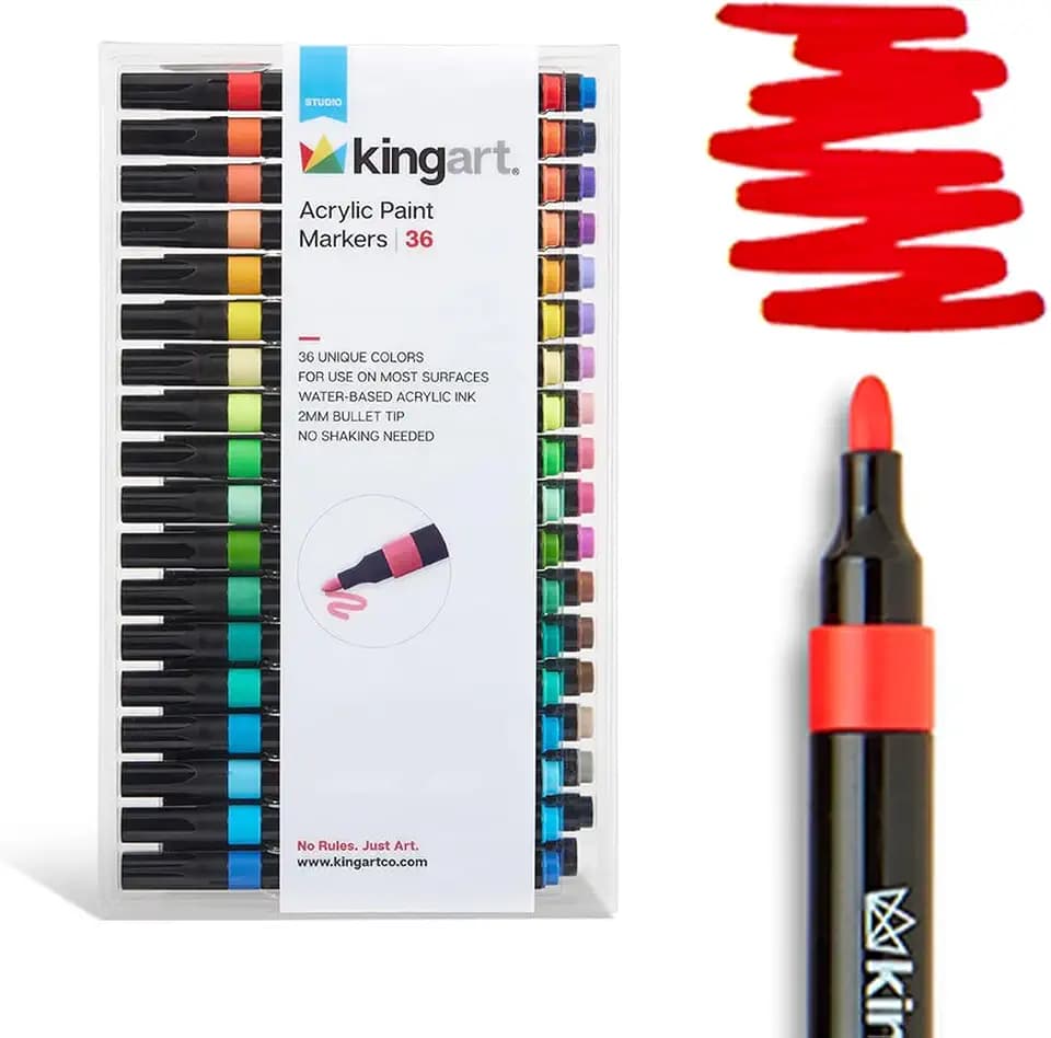 KINGART 409-36 Acrylic Paint Markers Set, 36-Colors