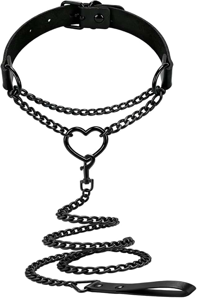 Black Slip Chain Heart Choker Collar Gothic Necklace Punk Emo Accessories