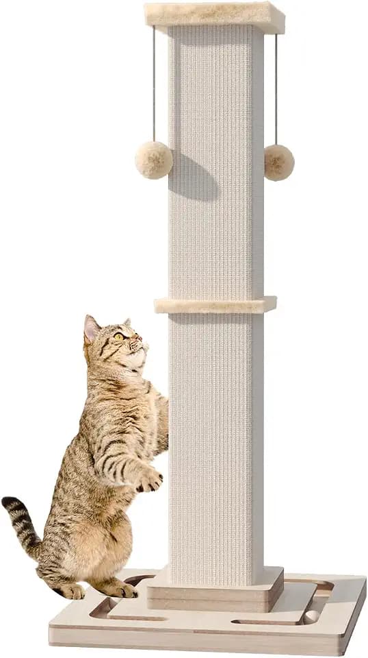 32" Large Cat Scratching Post with Tracking Interactive Toys for Cats