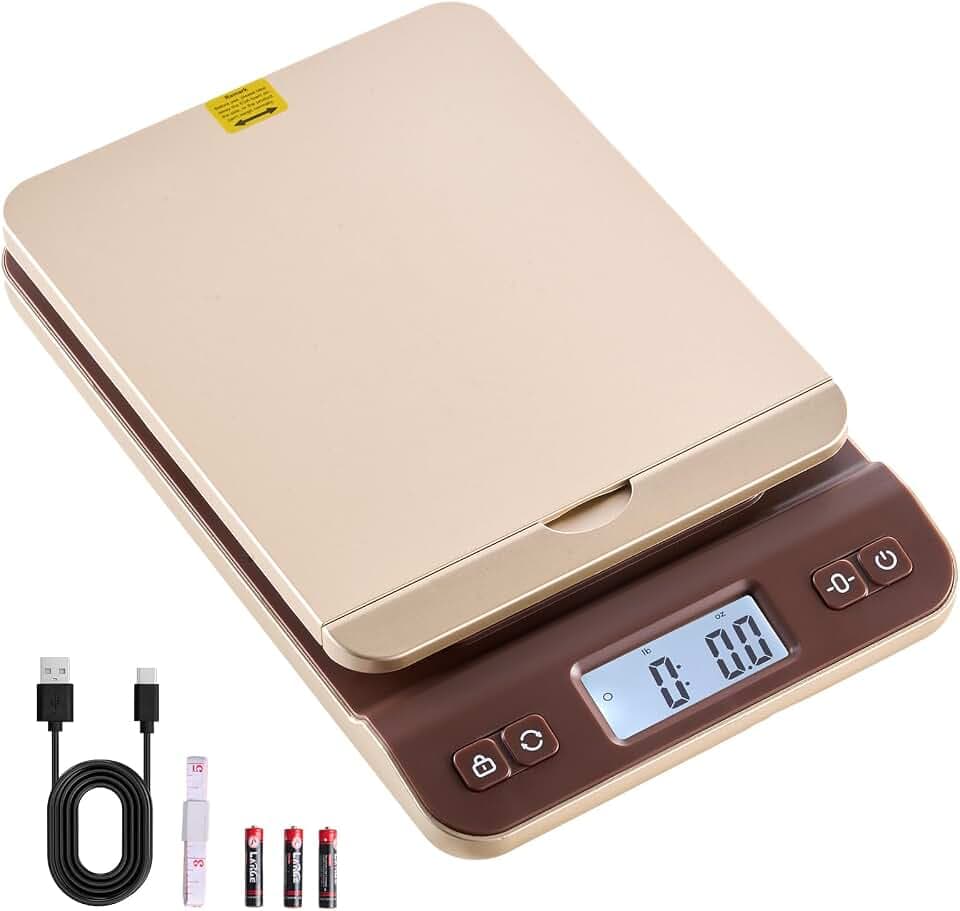 VEVOR Digitale Paketwaage, 2g Genauigkeit, 40kg Postwaage mit Hold-/Tara-/Auto-Off-Funktion, Flip-Halter-Design & einfacher Kalibrierung, Briefwaage Plattformwaage, Batterie im Lieferumfang enthalten