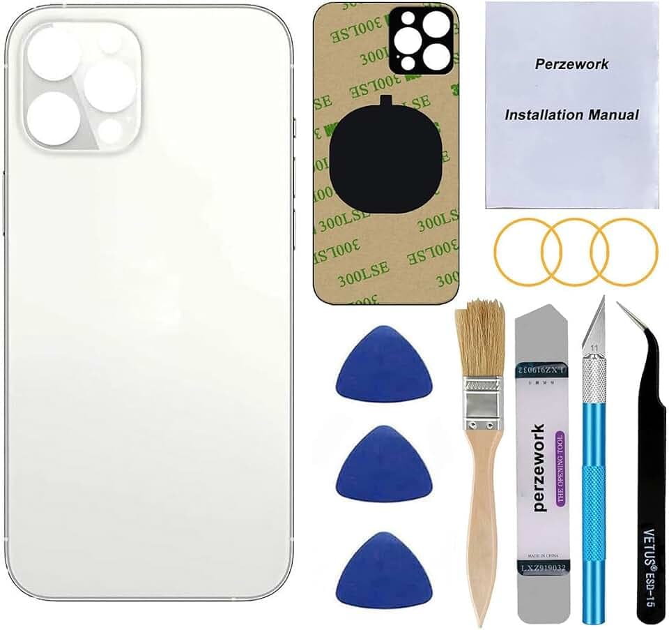 OEM Back Glass Replacement for iPhone 13 pro max 6.7 inches (Silver) All Carriers with Pre-Installed Adhesive and Repairing Tool Kits (Silver)