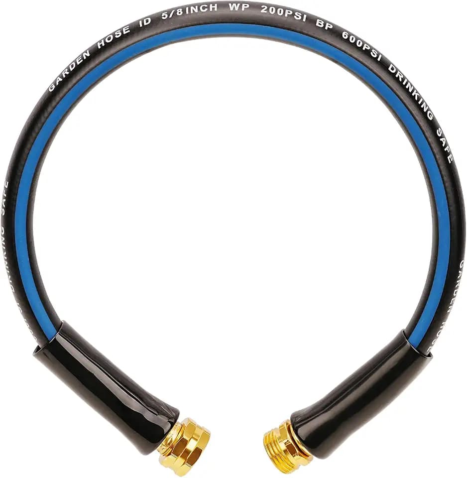 SheeChung Short Garden Hose 2ft x 5/8",Rubber Leader Hose,Male to Female