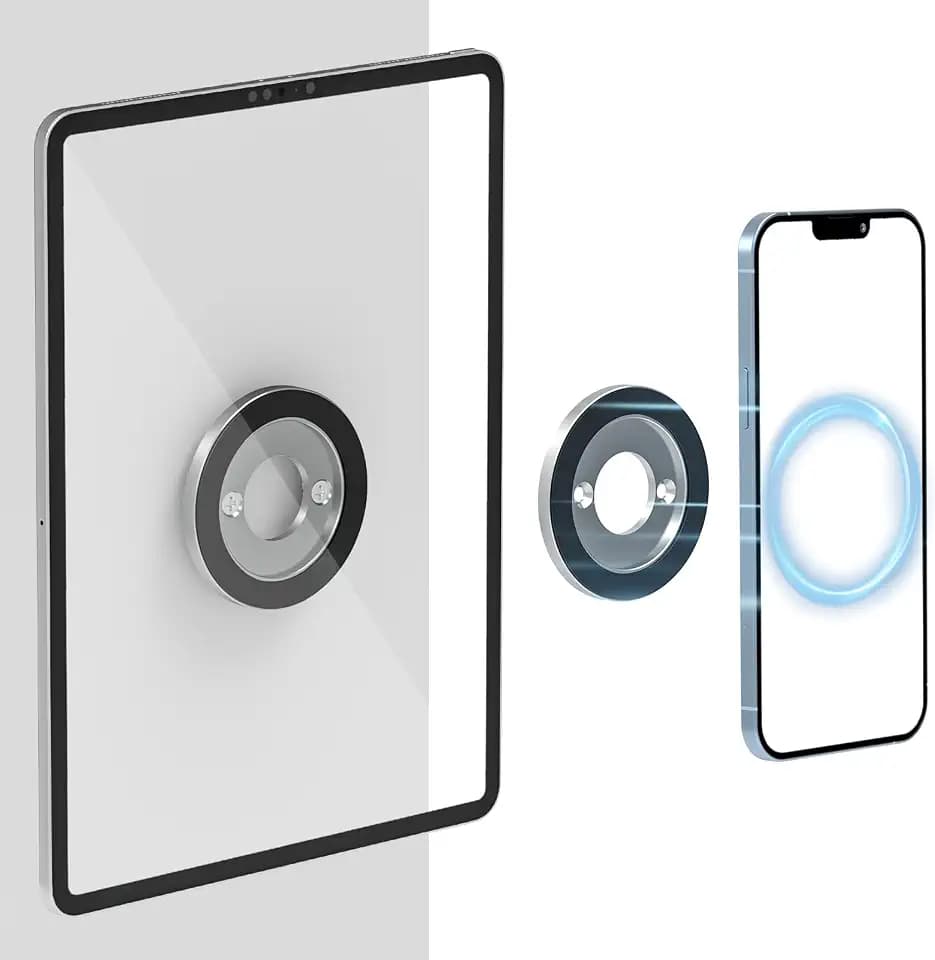 Adhesive Magnetic Tablet Wall Mount Holder - [2-Pack] Sticky Wall Magnetic Phone Tablet Mount for Shower, Bathroom, Kitchen for iPad Pro Air Mini, Galaxy Tab, Z Fold, Fire HD, iPhone, Surface, Switch