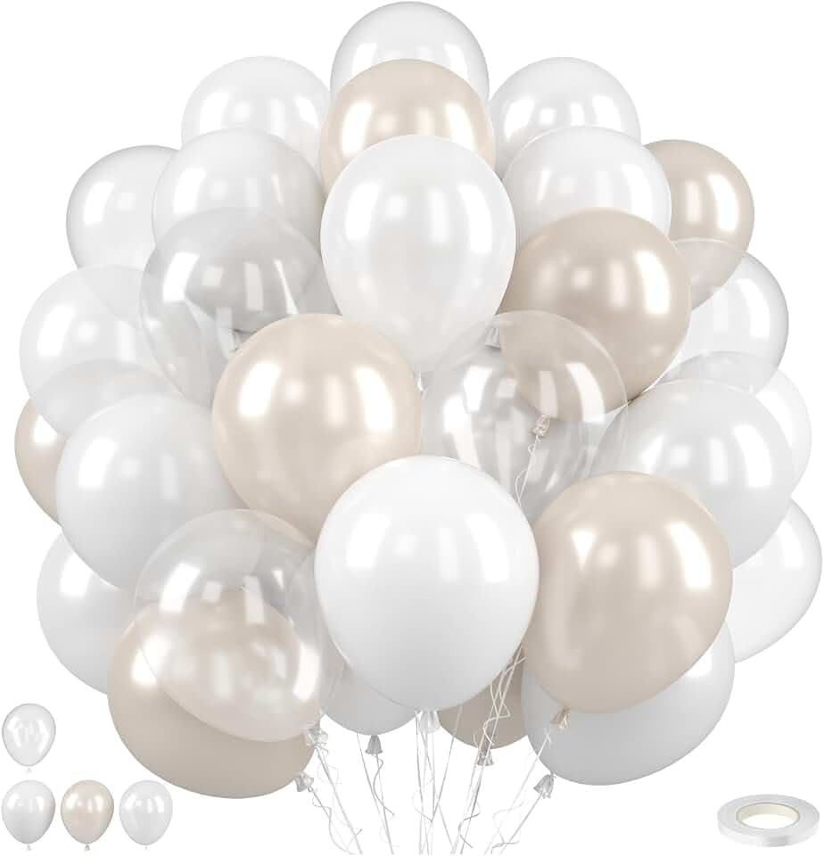 Pearl White Balloons 50PCS 12 Inch Pearl White Sand White Clear Balloons