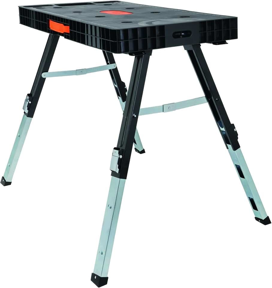 Disston Omni Plus 5 in 1 Workbench, Clamping Table, Scaffold, Dolly and Creeper All in one Work Table Orange/Black