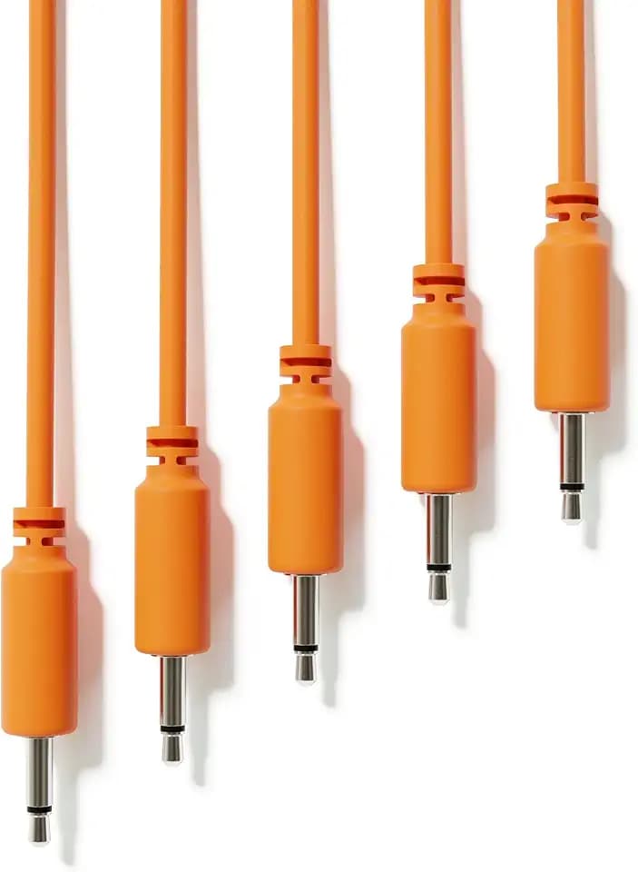 5-Pack - Mono Modular Patch Cables - TS 3.5mm 1/8" Eurorack Synthesizer [Orange | 30 cm - 11.81"]
