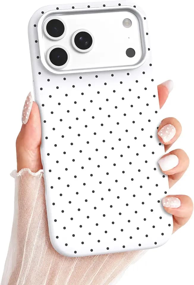 LOVE 3000 Cute Polka Dot Case for iPhone 18 Pro/for iPhone 17 Pro, White