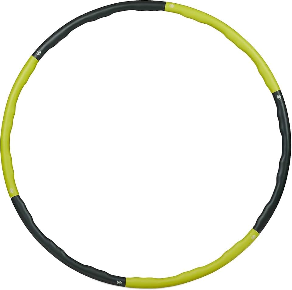 Relaxdays Hula Hoop Reifen, 98cm Ø, Fitnessreifen für Erwachsene, gelb/grau
