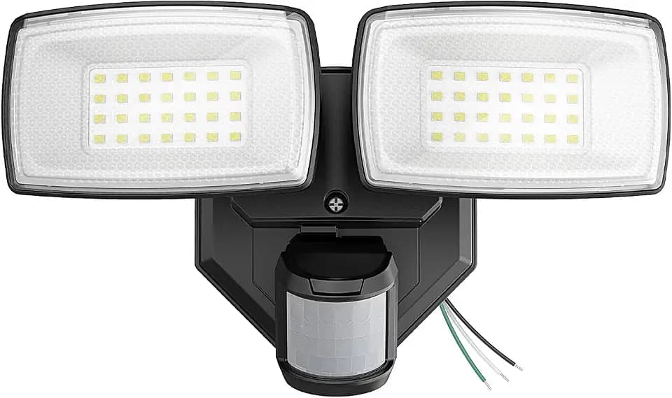 Onforu 32W 2 Head Motion Sensor Outdoor Lights, 3200LM 6500K LED Security Light Hardwired, Dusk to Dawn, Motion Detector Light for Outside, IP65 Waterproof Flood Lights for Garage, Yard(Black)