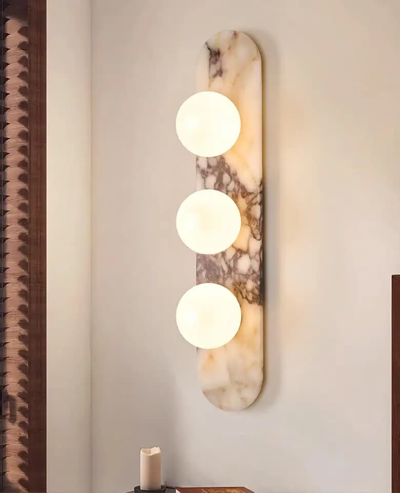 23.6" Alabaster Wall Sconce, 3-Lights Natural Marble Wall Sconce, Hardwired