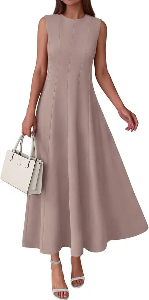 PRETTYGARDEN Womens Sleeveless Summer Dresses with Pockets, Soft and Stretchy Cotton Blend High Waist Elegant Cocktail Dress
