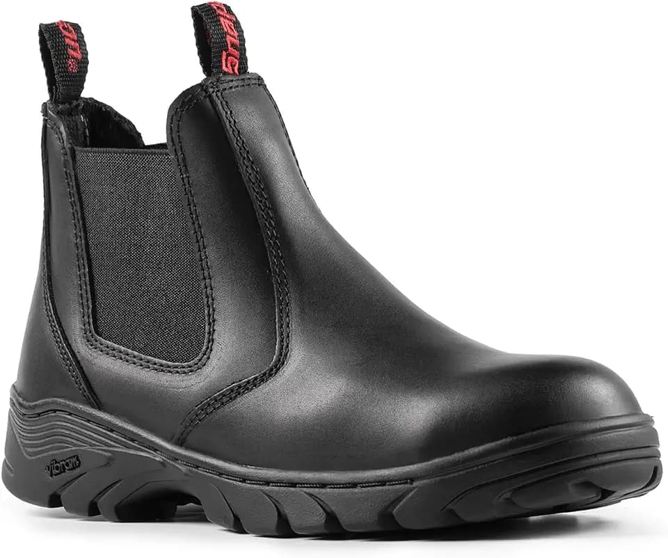 Men's 6" Soft/Steel Toe Slip-On Chelsea Work Boots, Slip Resistant