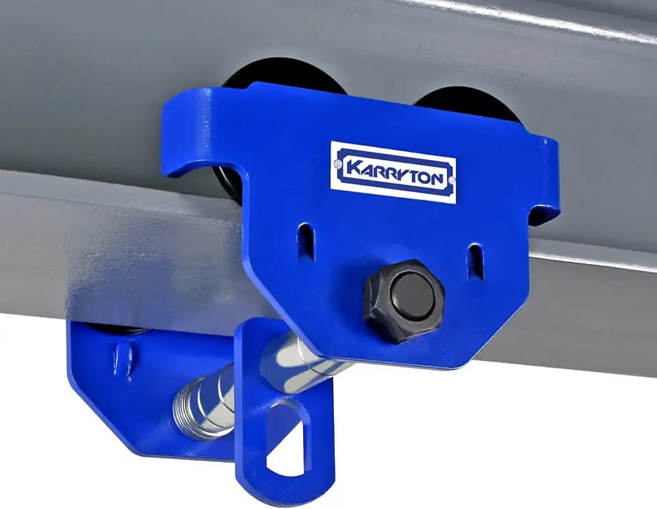 1Ton/2200LB Beam Trolley 2.5 – 8in Adjustable Flange Width, Heavy Duty Manual Push Trolley w/Dual Track Rollers for Crane Lifts, Garage Hoists, Straight/Curved I Beams