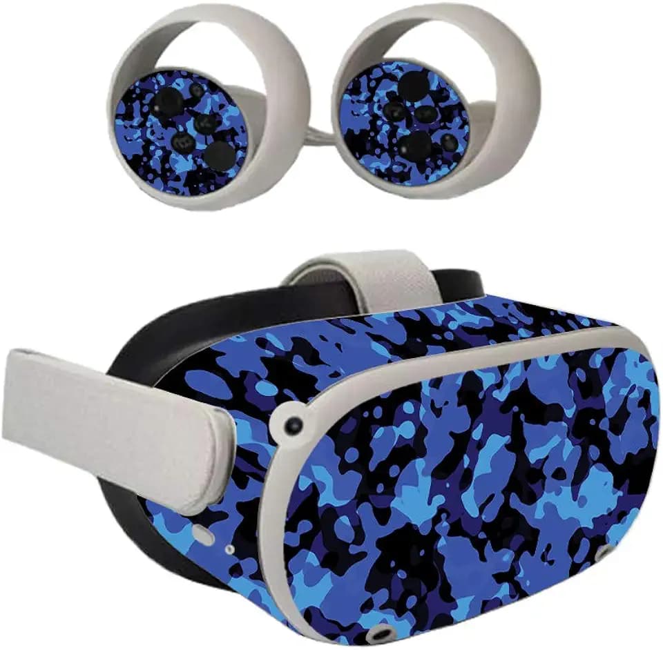 MightySkins Skin Compatible with Oculus Quest 2 - Blue Modern Camo | Protective, Durable, and Unique Vinyl Decal wrap Cover | Easy to Apply, Remove, and Change Styles | Made in The USA