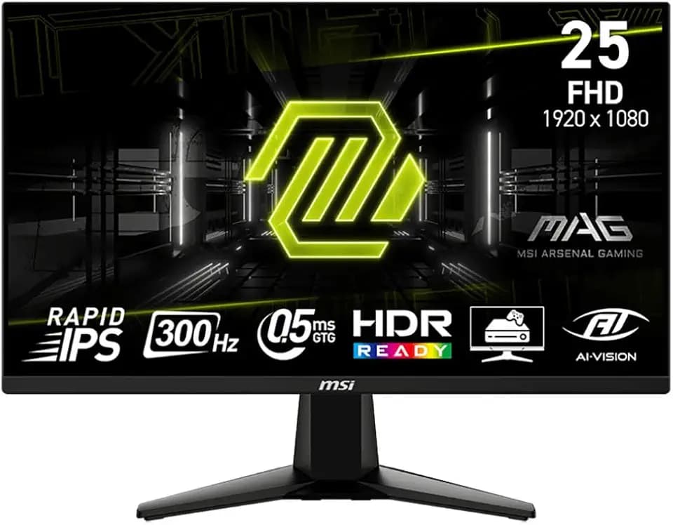 msi MAG 255XF 25-inch 1920 x 1080 (FHD) Gaming Monitor, 300Hz, AMD FreeSync Premium, HDMI, DisplayPort, VESA, Tilt, 0.5ms, Black