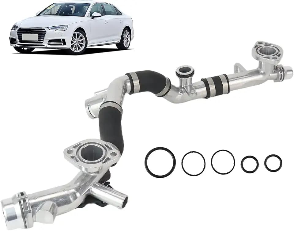 06E121045BB Upgraded Aluminum Engine Water Coolant Radiator Hose Cylinder Head Coolant Pipe for Audi A6 A7 3.0L Quattro 12-15, A8 13-14, Q5 S5 13-17, S4 13-15, SQ5 14-17, for Touareg 11-15