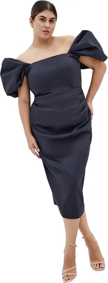 City Chic Women's Plus Size Dress - Elyse Off Shoulder Midi