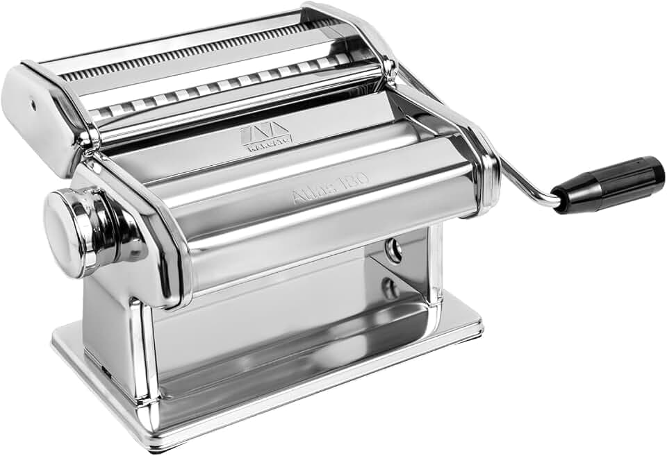 MARCATO Pasta Machine, Nudelmaschine,Hergestellt in Italien, verchromter Stahl, für Lasagne, Fettuccine, kompatibel mit 12 zusätzlichen Nudelformen. Modell: Atlas 180