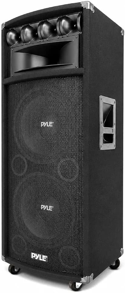 Portable Cabinet PA Speaker System - 1600 Watt Outdoor Sound System Vehicle Stereo Speakers w/Dual 12" Woofers, 3.4" Piezo Tweeters, 5"x12" Super Horn Midrange, Crossover Network - PylePro PADH212