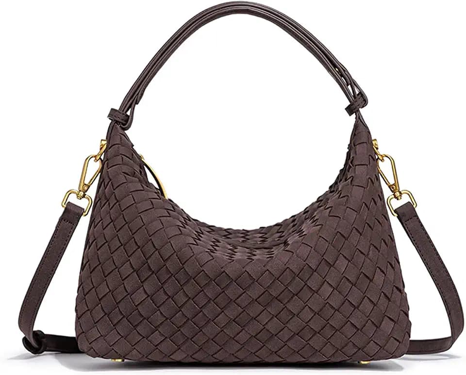 Woven Shoulder Bag for Women, Slouchy Crescent Hobo Purse & Satchel Handbag