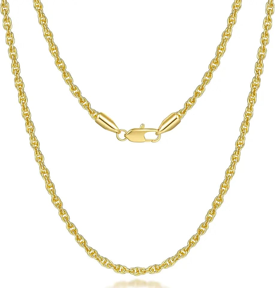 14K Gold Necklaces for Women Mens Rope Chain