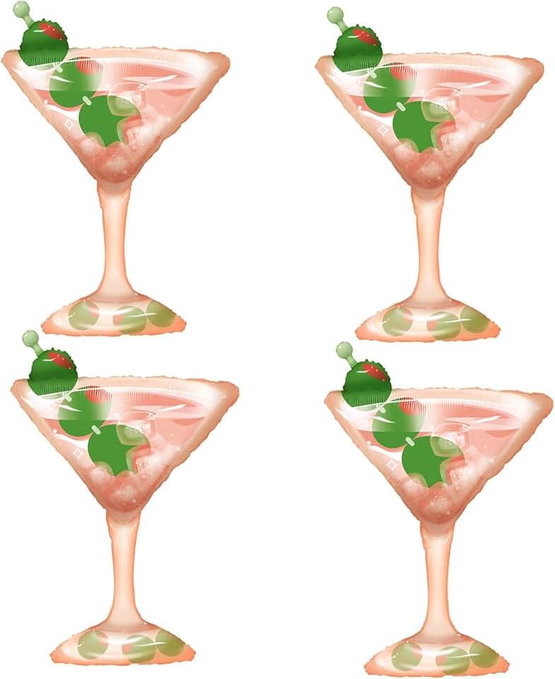 4Pcs 43Inch Martini Glass Olive Balloons,Cocktail Party Balloons For A Tini Bit Older Party,Girls Night,Bachelorette Party,Margarita Party Decor,Beach Bikini Party & Cocktail Martini Party Decor