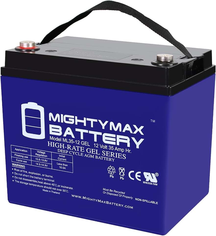 Mighty Max Battery ML35-12 GEL - 12 Volt 35 AH, GEL Type, Internal Thread (INT) Terminal, Rechargeable AGM Battery