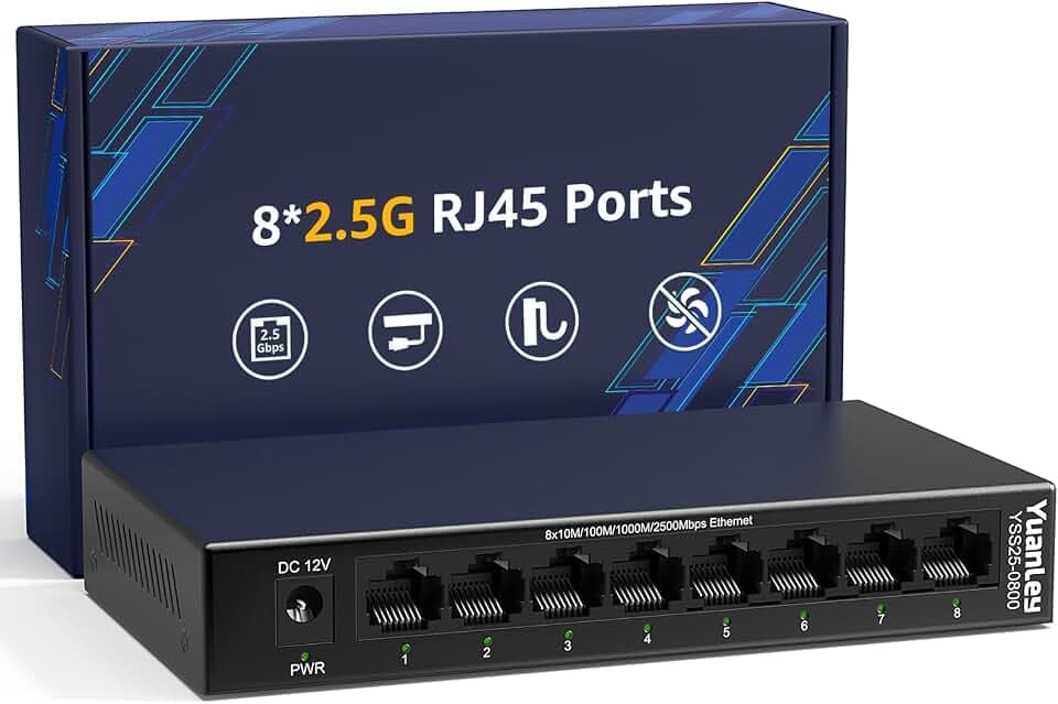 YuanLey 8 Port 2.5G Ethernet Switch Unmanaged, 8 x 2.5GbE RJ45