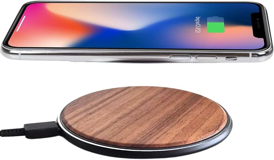 Kabelloses Ladegerät mit 15 W aus Naturholz, elegant für Büro und Zuhause, kabelloses Qi mit USB-Typ-C-Kabel, kompatibel mit iPhone 15, 14, 13 Pro Max X Plus, Samsung Galaxy Ultra, Airpods