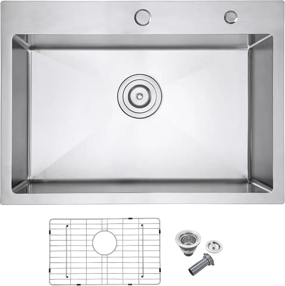 28"x18" Drop-In Kitchen Sink, 304 Stainless Steel Single Bowl Sink