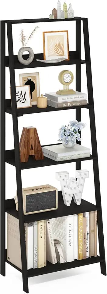 Furinno Ladder Leiter-Bücherregal, 6 Ebenen, Espresso