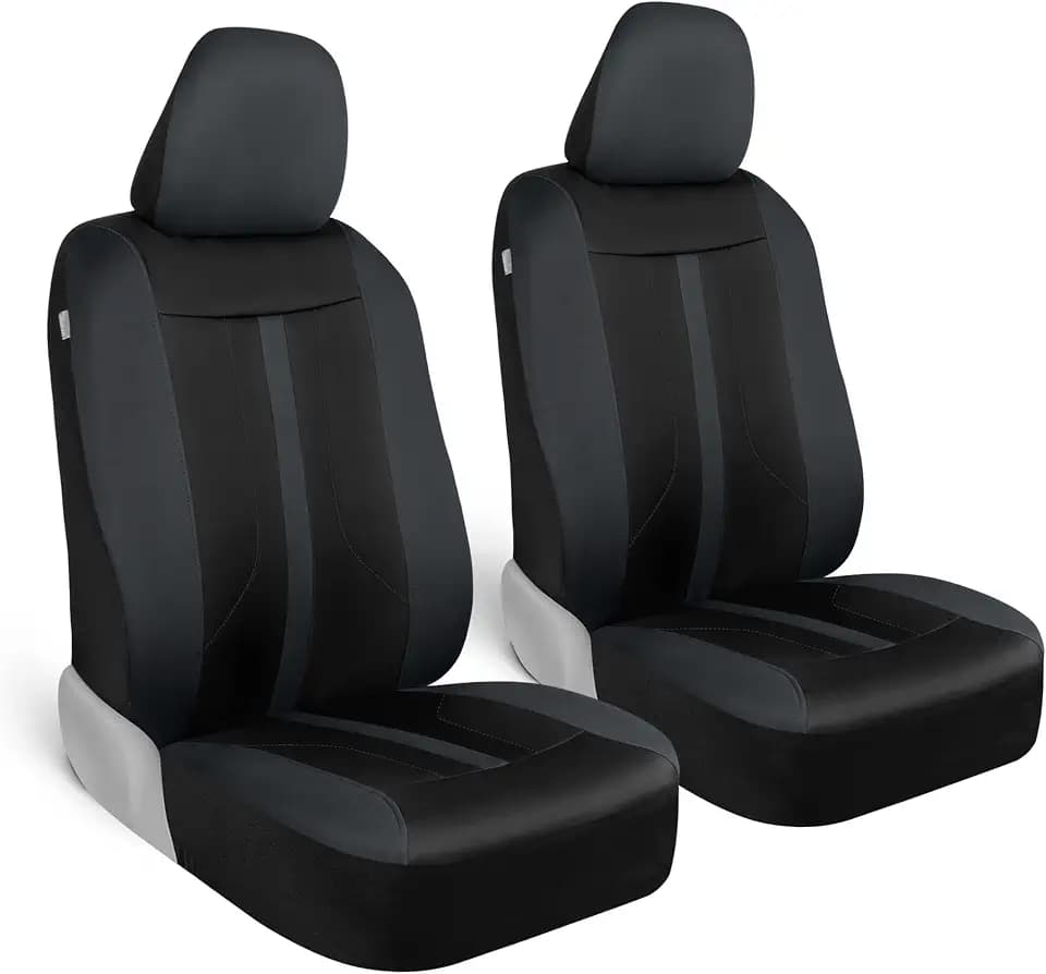 Motor Trend Gray Cloth Car Seat Covers for Front Seats – Premium Automotive Bucket Seat Covers, Made for Vehicles with Removable Headrests, Interior Covers for Car Truck Van SUV Seat Protector