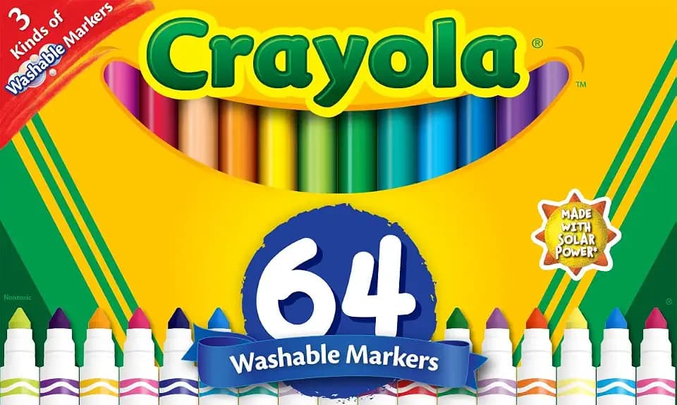 Crayola Washable Broad Line Marker Variety Set (64ct), Teacher School Supplies for Toddlers & Kids, Ultra-Clean, Window, & Gel FX Markers for Kids, 3+