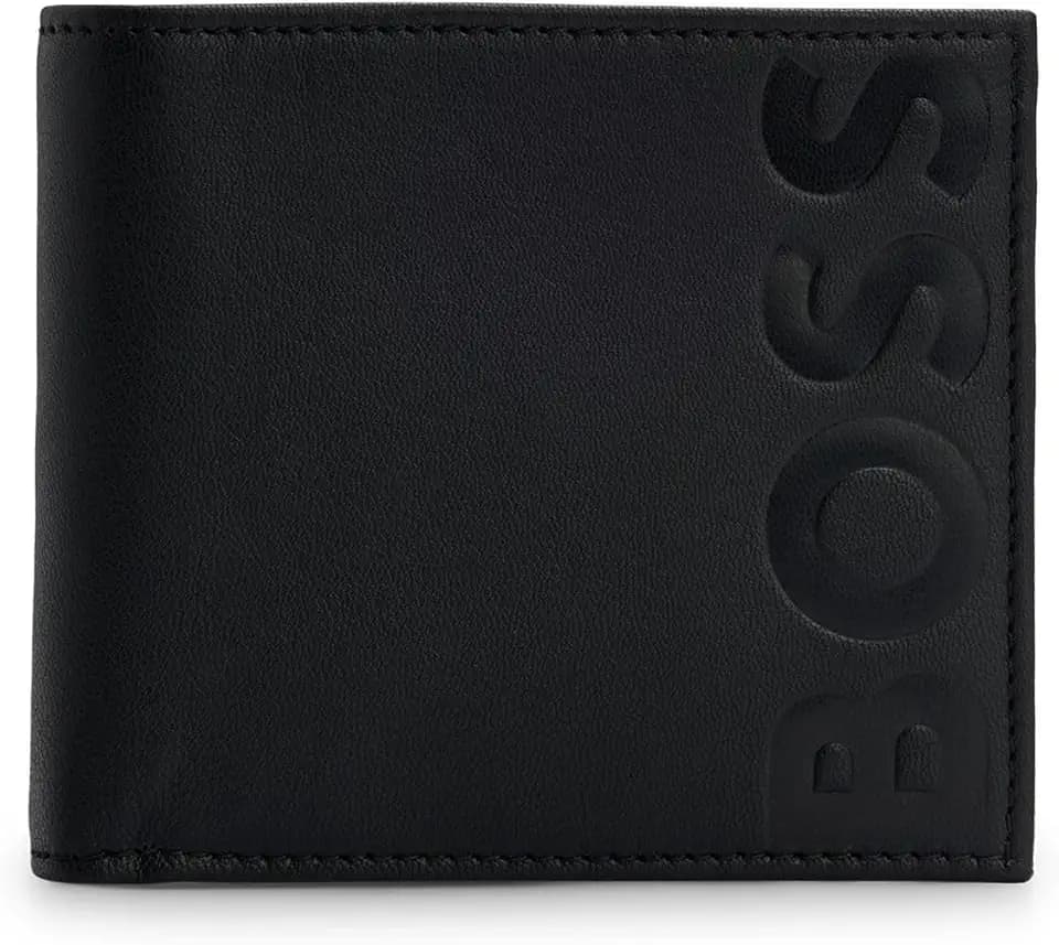 BOSS Herren Big BB 4 cc Coin Geldbörse aus genarbtem Leder mit Münzfach und Logo-Prägung