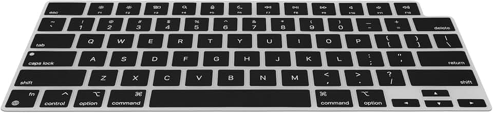 kwmobile Silikon Tastaturschutz für Apple MacBook Air 13.6 M3 2024 A3113 - QWERTY US Keyboard Cover Abdeckung - Schwarz