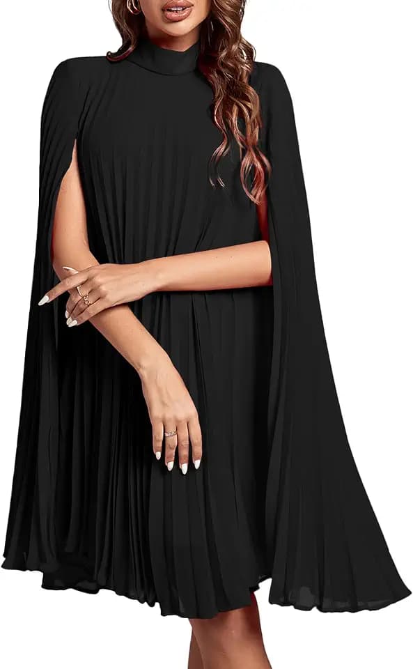Rooscier Women's Cloak Sleeve Party Midi Dress
