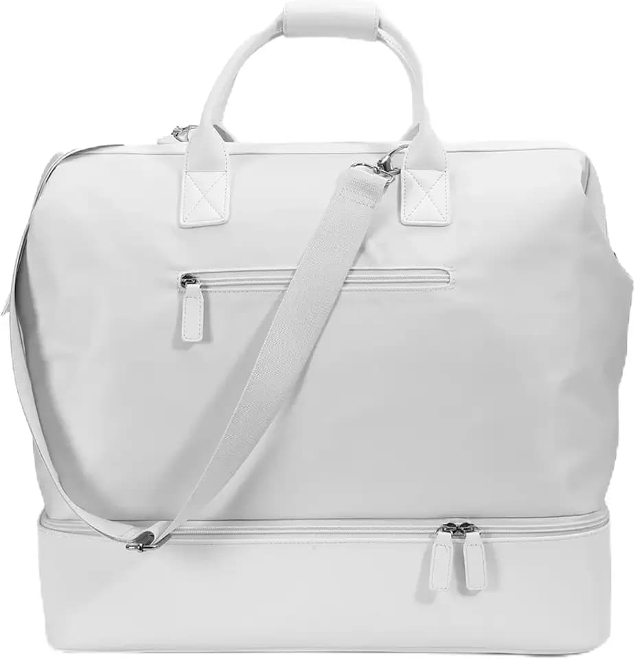 Nobl Travel Weekender Bag for Women & Men, Large Carry-On Duffel, White