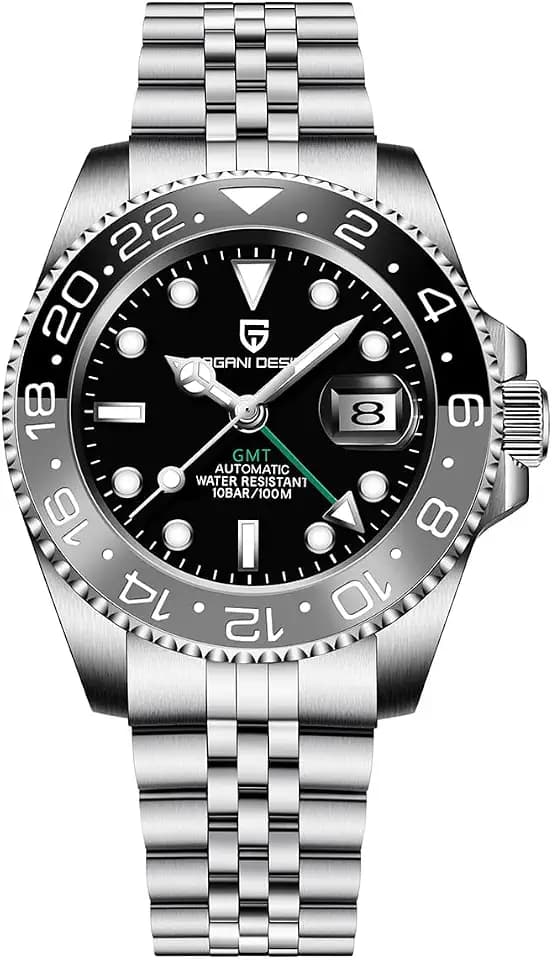 Pagani Design GMT Automatic Mechanical Men's Watch Rotating Ceramic Bezel Stainless Steel Watch with Date Function Men's Sport Watch