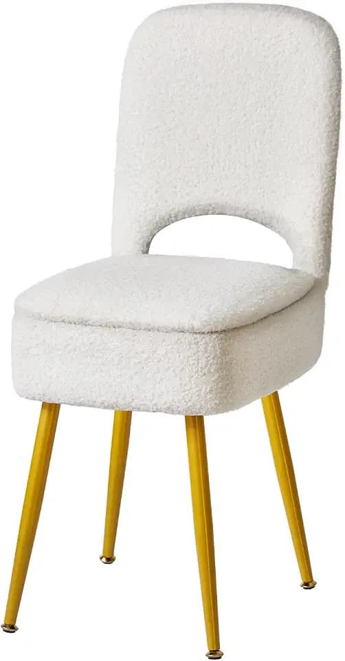 IBUYKE Storage Vanity Stool Chair with Folding Backrest, White WBD027W
