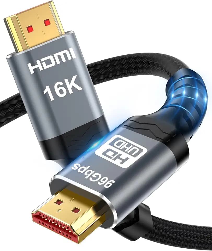 16K HDMI 2.2 Cable [16K@60Hz, 8K@240Hz, 2K/4K@480Hz/240Hz], 96Gbps Ultra High Speed Braided HDMI Cord, HDR10+ eARC HDCP 2.3 2.2 Cables for PS5/PS4/Xbox/Gaming PC/Monitor/Projector/Roku TV, 3FT