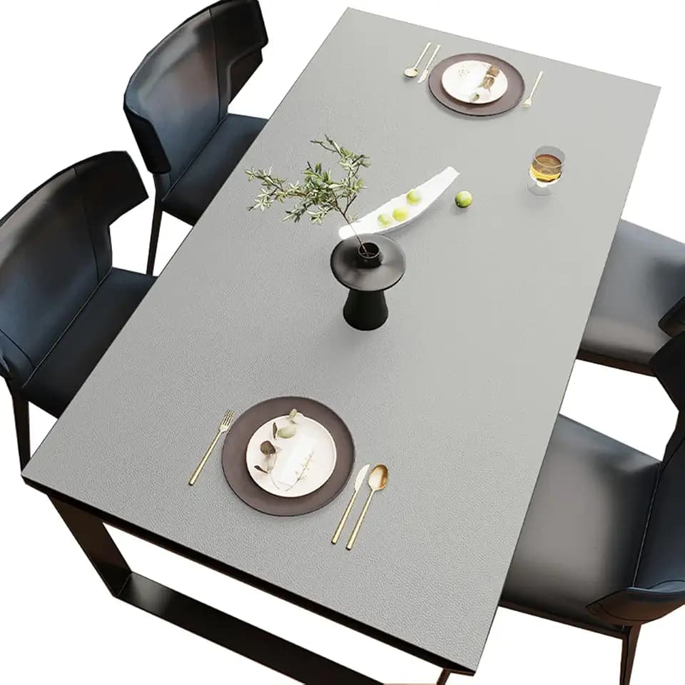 Tischfolie Multifunktionale Tischunterlage aus Leder Grau 100*200cm