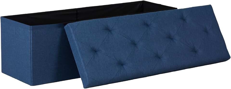 DUMOS 43 Inch Folding Storage Ottoman Bench, Large Ottoman with Storage