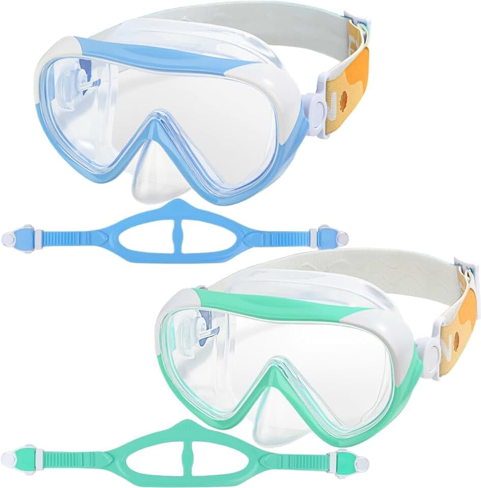 Kinder Taucherbrille 180° Panorama Kind Schnorchelmaske, Anti Nebel Tauchmaske gehärtetes Glas Schwimmmaske Junge Silikon Tauchermaske Mädchen Schwimmbrille mit Nasenabdeckung 4-16