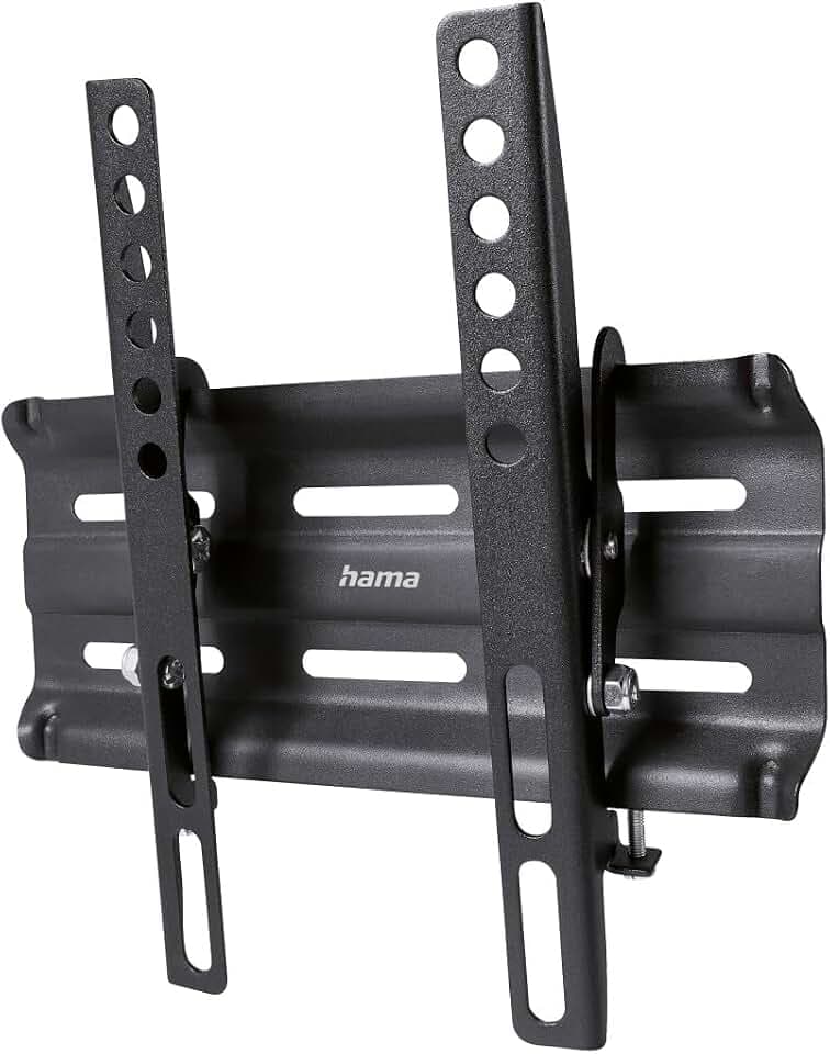 Hama TV Wandhalterung neigbar, flach (TV Wandhalterung 19-48 Zoll, VESA 50x50 bis VESA 200x200, bis 25kg, geringer Wandabstand, Easy Fix System, mit Fischer-Dübeln & Bohrschablone) schwarz
