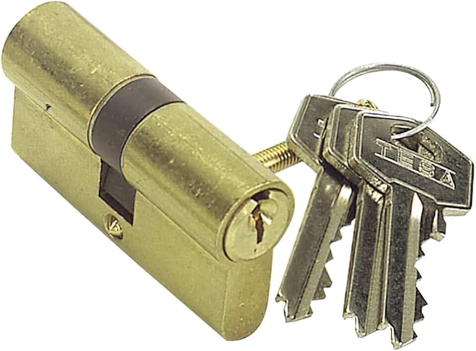 TESA 50303030L Europrofilzylinder TE5, 30 x 30 mm, messingfarben, für Europrofil-Schlösser an Wohn- und Gewerbetüren, einfache Montage von außen mit nur einer Schraube