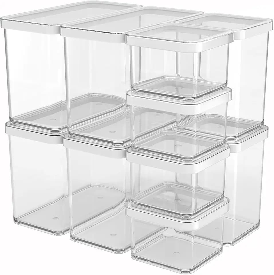 Rotho Loft Aufbewahrungsbox mit Deckel 10er-Set stapelbar transparent/weiß