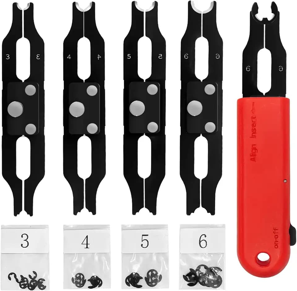 E Clip Tool, E Clips Removal and Installation Assortment Kit Tool Set, Exchangeable 4 Sizes (3/4/5/6mm) Clip Rings Kit & 40Pcs E Clips