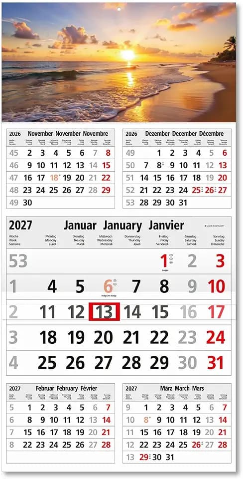 Timr 5-Monatskalender 2027 Wandkalender Urlaub Karibik - tr436
